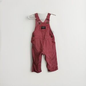 Oshkosh Vestbak Overalls Hickory Stripe Red Vintage Paper Tag Baby Size 18 Mont